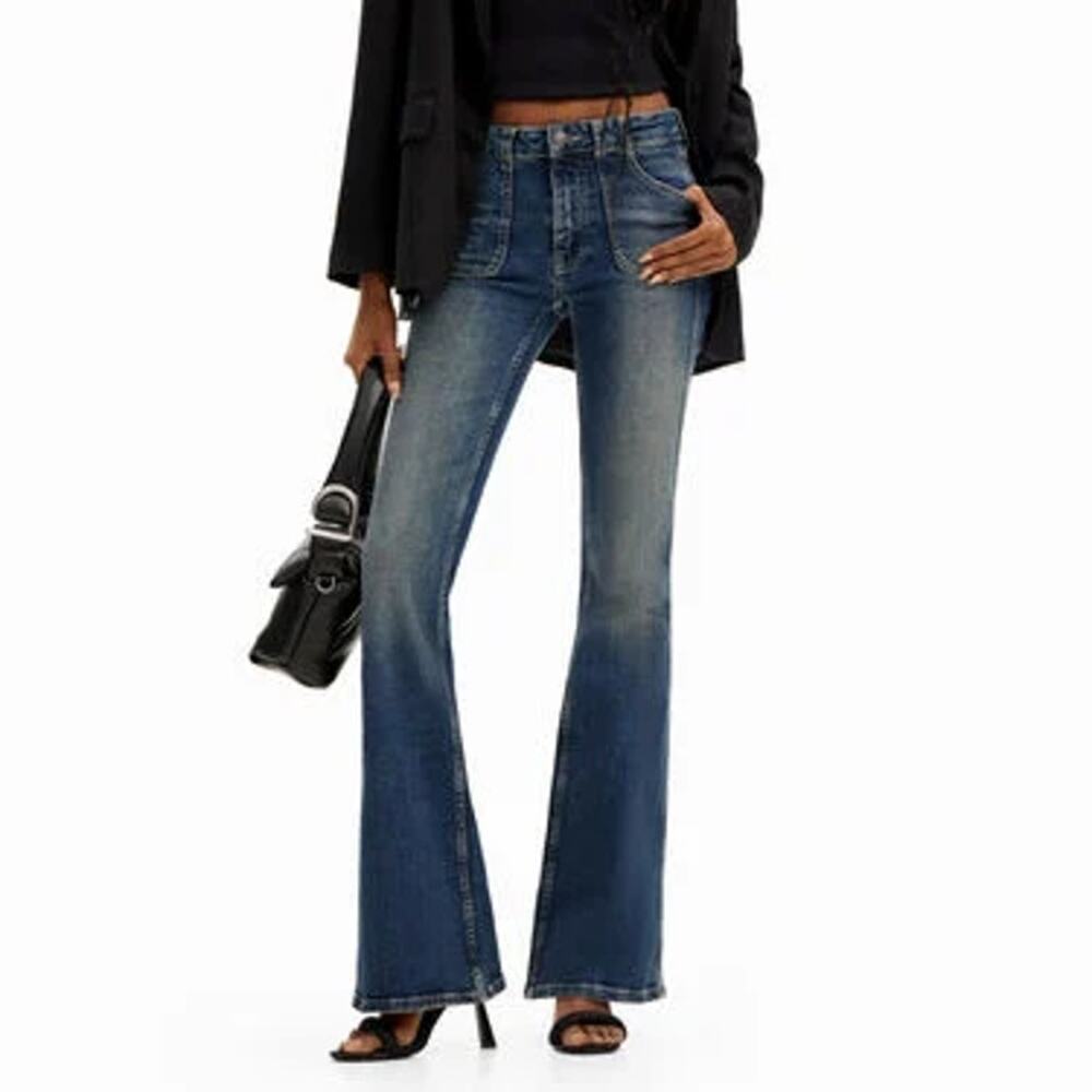 Desigual Flared Jeans Dark Blue Women's EU Size 42 US Size 12